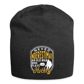 Never Underestimate An Old Man Who Plays Hockey - Jersey Beanie - charcoal grey - Front
