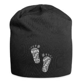 Cadeau de famille naissance pieds bébé - Bonnet en jersey - noir - Devant