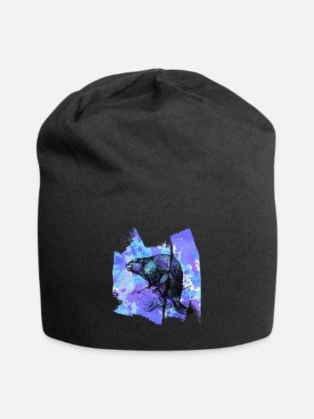 Cadeau de t-shirt de castor belette loutre rongeur - Bonnet en jersey - noir