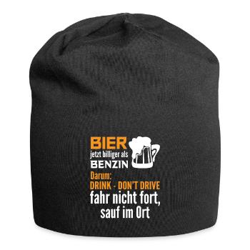 Beer now cheaper than gasoline drink dont drive - Jersey Beanie - black - Front