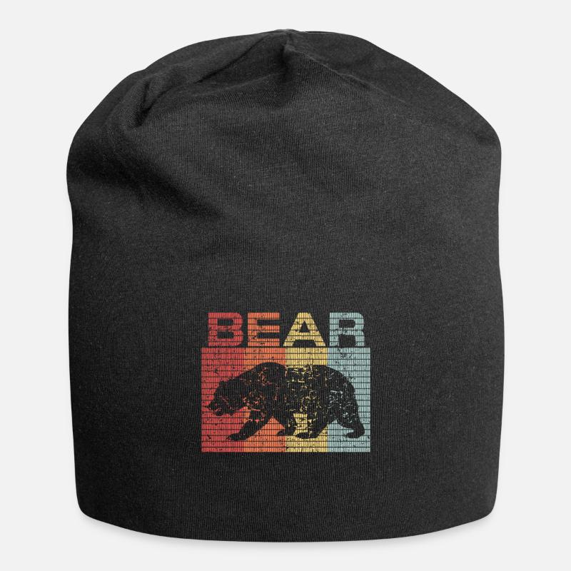 Bär - Jersey-Beanie - Schwarz