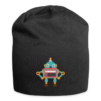 Retro Vintage Roboter Kinder Lustig Süß Geschenk - Jersey-Beanie - Schwarz - Vorne