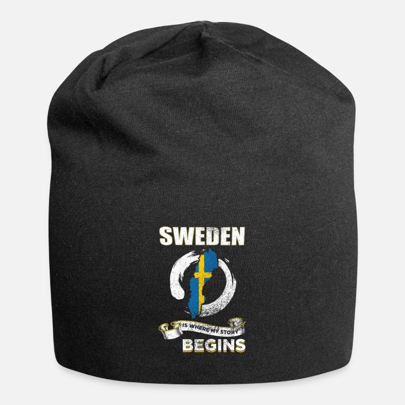 Schweden - Jersey-Beanie - Schwarz