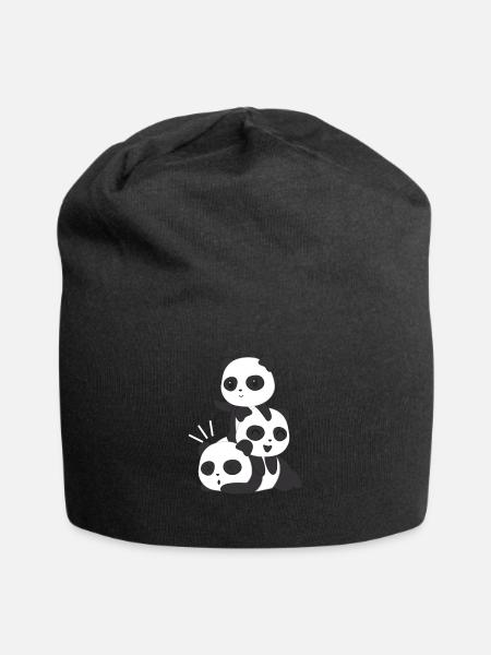 Panda Pandas - Pandafan - Panda Family - Jersey Beanie - black
