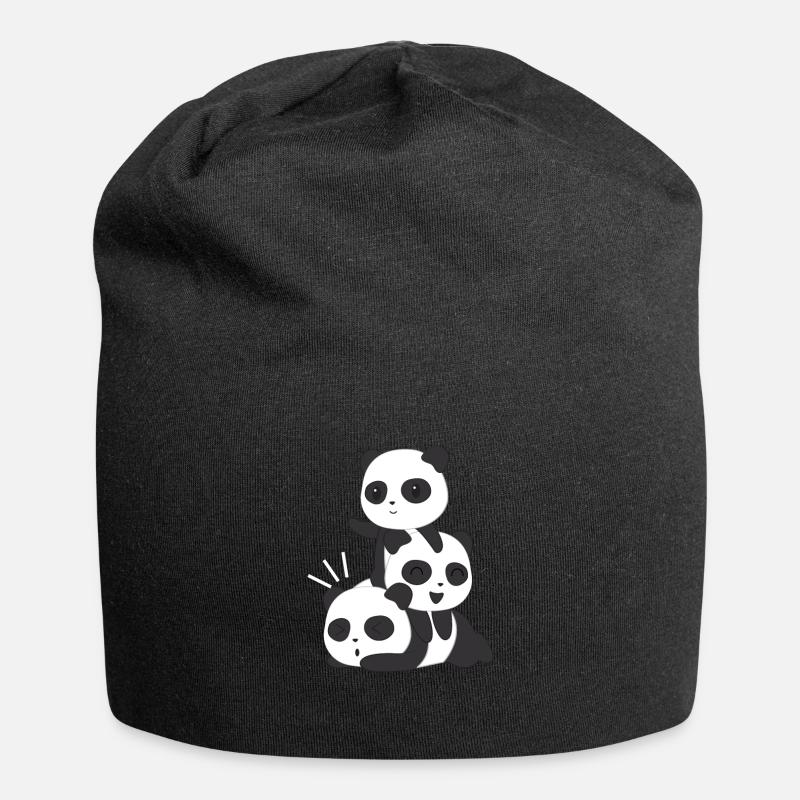 Panda Pandas - Pandafan - Famille Panda - Bonnet en jersey - noir