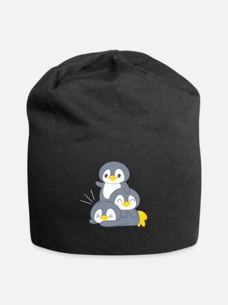 Pinguin – Pinguine – Pinguinfan – Pinguinfamilie - Jersey-Beanie - Schwarz