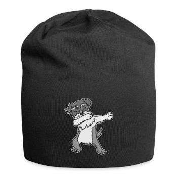 Schnauzer Dog Dabbing Dabbin Dabb Dance Gift - Jersey Beanie - black - Front