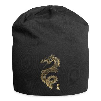 Cool Dragon d'or chinois - Bonnet en jersey - noir - Devant