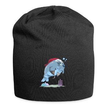 Pirate Manatee Funny Sea Cow Lover - Jersey Beanie - black - Front