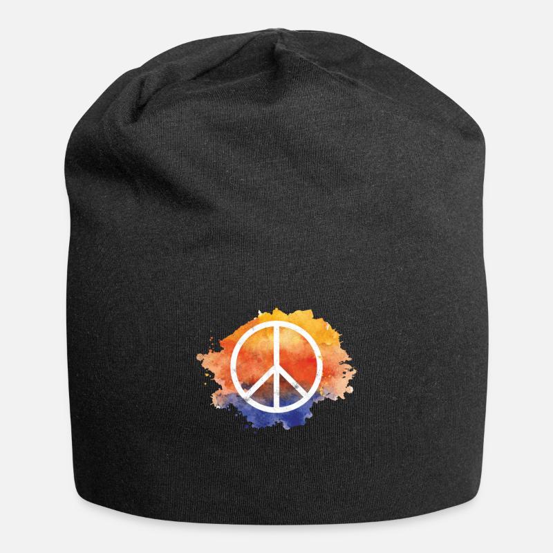 Symbol Frieden Geschenk Weltfrieden Hippie - Jersey-Beanie - Schwarz