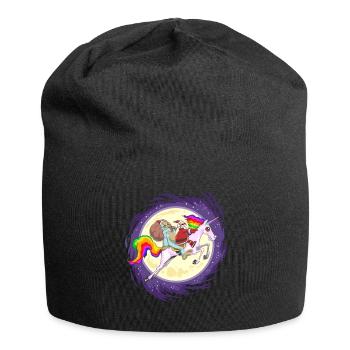 Fun Sasquatch Santa Riding With Unicorn - Jersey Beanie - black - Front