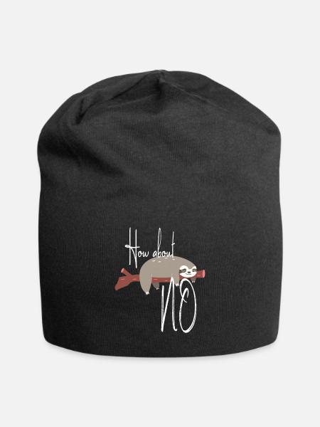 How About No / Süßes Faultier / Wie wärs mit Nein - Jersey-Beanie - Schwarz