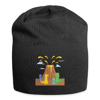 Erupting volcano with dinosaurs. - Jersey Beanie - black - Front