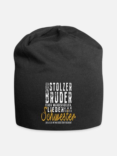 Ich bin stolzer Bruder einer tollen Schwester - Jersey-Beanie - Schwarz