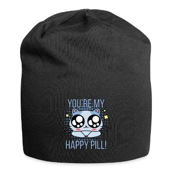 Happy pill chat heureux - Bonnet en jersey - noir - Devant