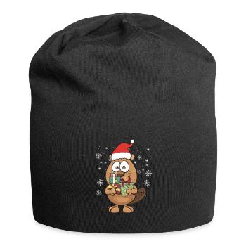 Biber Nagetier Tier Weihnachten Santa Geschenk - Jersey-Beanie - Schwarz - Vorne