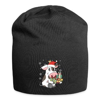 Vache vache paysanne paysan noël cadeau - Bonnet en jersey - noir - Devant