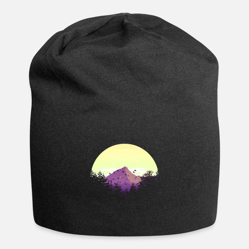 Nature Mountain Mountain Sunset Shirt Gift - Jersey Beanie - black