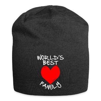 Worlds best family, worlds best family, heart, love - Jersey Beanie - charcoal grey - Front