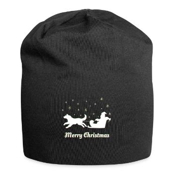 Weihnachten – Weihnachtspullover – Husky - Jersey-Beanie - Schwarz - Vorne