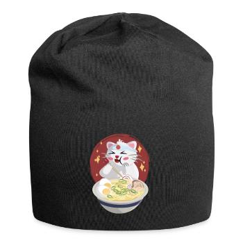 Cat eats noodles - Jersey Beanie - black - Front