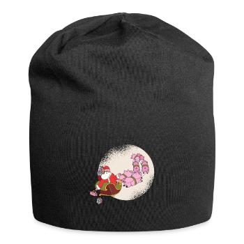 Santa and Pigs - Santa Claus with pigs - Jersey Beanie - black - Front