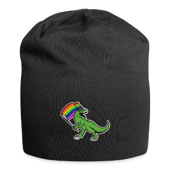 Funny T-Rex Gay Pride Flag Dinosaur Gay - Jersey Beanie - black - Front
