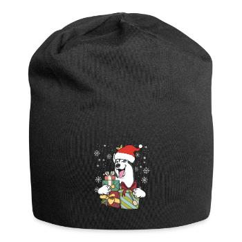 Sibirischer Husky Hund Weihnachten Santa Geschenk - Jersey-Beanie - Schwarz - Vorne
