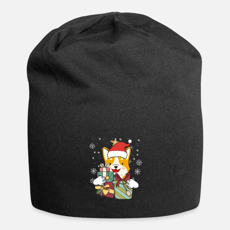 Chien Corgi Cadeau De Noël Père Noël - Bonnet en jersey - noir