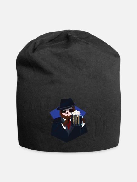 Mafia Faultier mit Bier - Jersey-Beanie - Schwarz