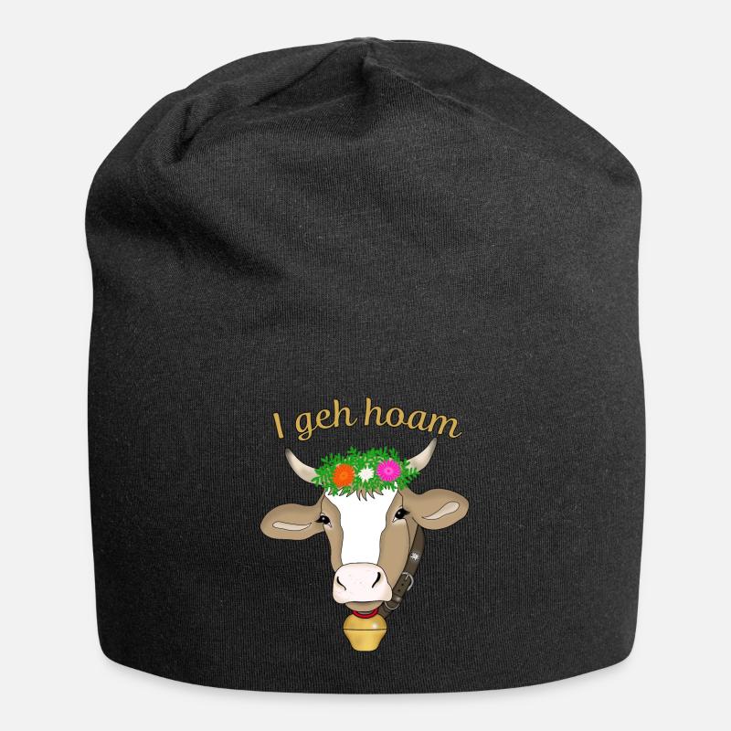 Kuh Almabtrieb Bauernhof - Jersey-Beanie - Schwarz