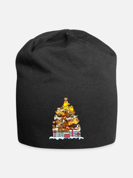 Poulets Poulets Couses volailles Noël cadeau - Bonnet en jersey - noir