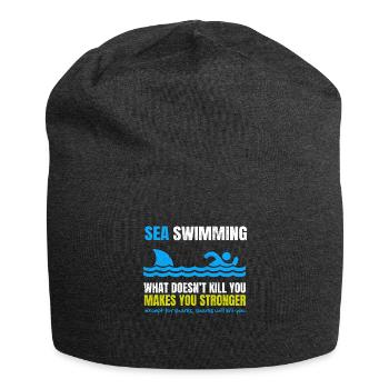 Funny Sea Swimming Shark - Jersey Beanie - charcoal grey - Front