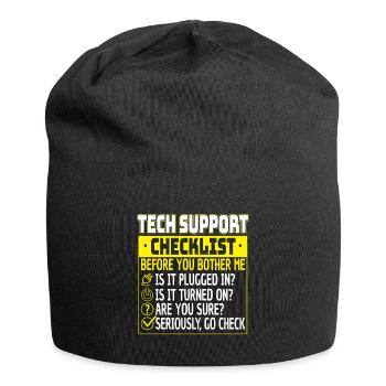 Tech Support Checklist Helpdesk Computer Admin - Jersey Beanie - black - Front