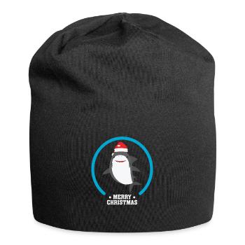 Requin Noël cadeau animal d'hiver - Bonnet en jersey - noir - Devant