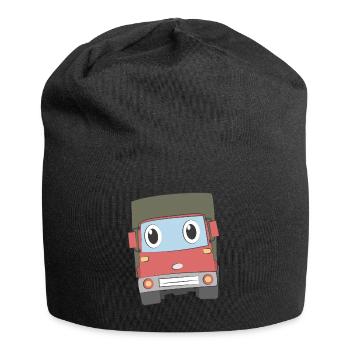 LKW mit Gesicht - Jersey-Beanie - Schwarz - Vorne