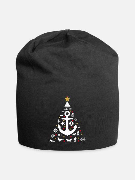 Norddeutsche Weihnachten Tannenbaum Norden Anker - Jersey-Beanie - Schwarz