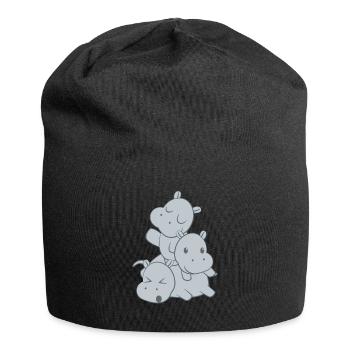 Hippopotame - Hippopotame - Hippopotame - Famille - Bonnet en jersey - noir - Devant