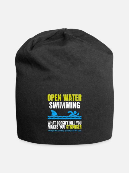 Funny Open Water Swimming Shark - Jersey Beanie - black