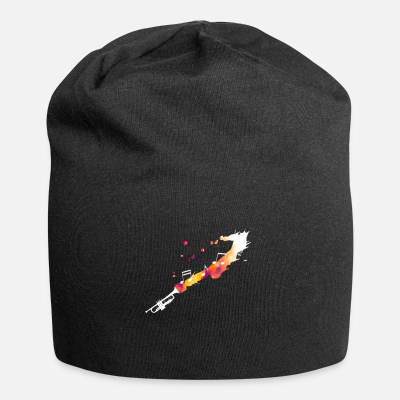 Trompete mit Musiknoten - Jersey-Beanie - Schwarz