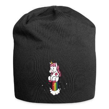 Einhorn Regenbogen Bunter Pups Furz Geschenk - Jersey-Beanie - Schwarz - Vorne