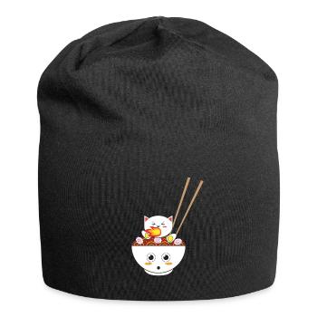 Ramen Cat Kawaii cadeau pour Otakus - Bonnet en jersey - noir - Devant