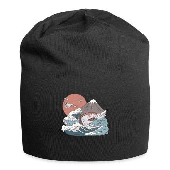 Anime Sushi Hai Haifisch Monster Japan Geschenk - Jersey-Beanie - Schwarz - Vorne