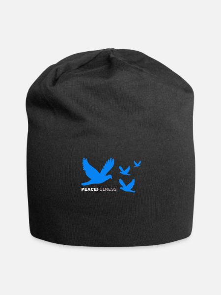 Friedenstauben - Jersey-Beanie - Schwarz