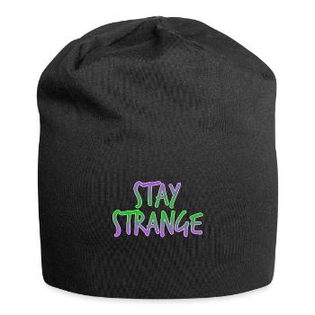 "Stay Strange" mit diesem farbenfrohen und extravaganten - Jersey-Beanie - Schwarz - Vorne