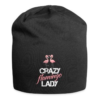 Crazy Flamingo Lady - Jersey Beanie - black - Front