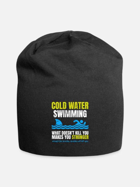 Funny Cold Water Swimming Shark - Jersey Beanie - black