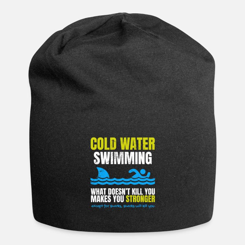 Funny Cold Water Swimming Shark - Jersey Beanie - black