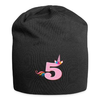 5th Birthday Unicorn - Jersey Beanie - black - Front