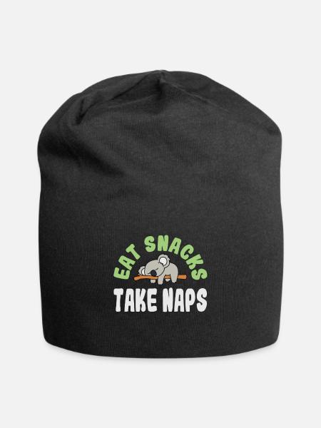 Eat Snacks Take Naps Süßes Koalabär Grafik Design - Jersey-Beanie - Schwarz